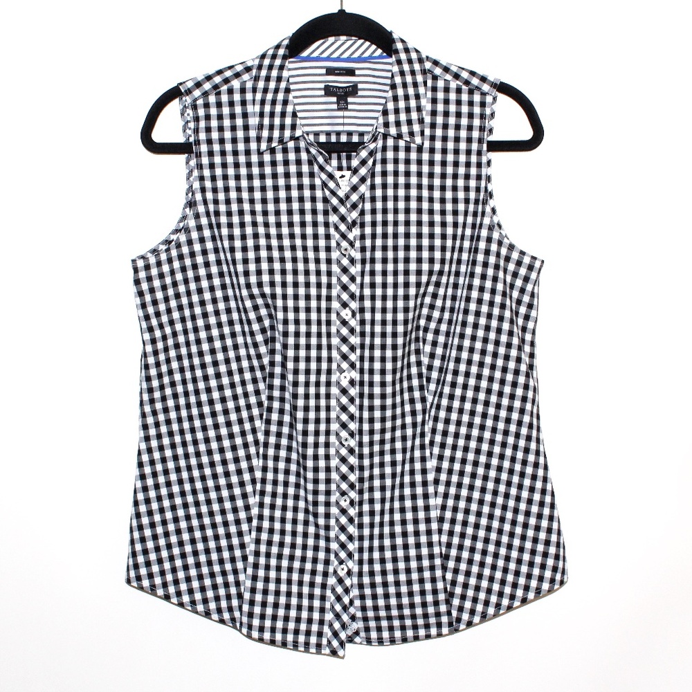 Talbots Gingham Sleeveless Button-Up Shirt